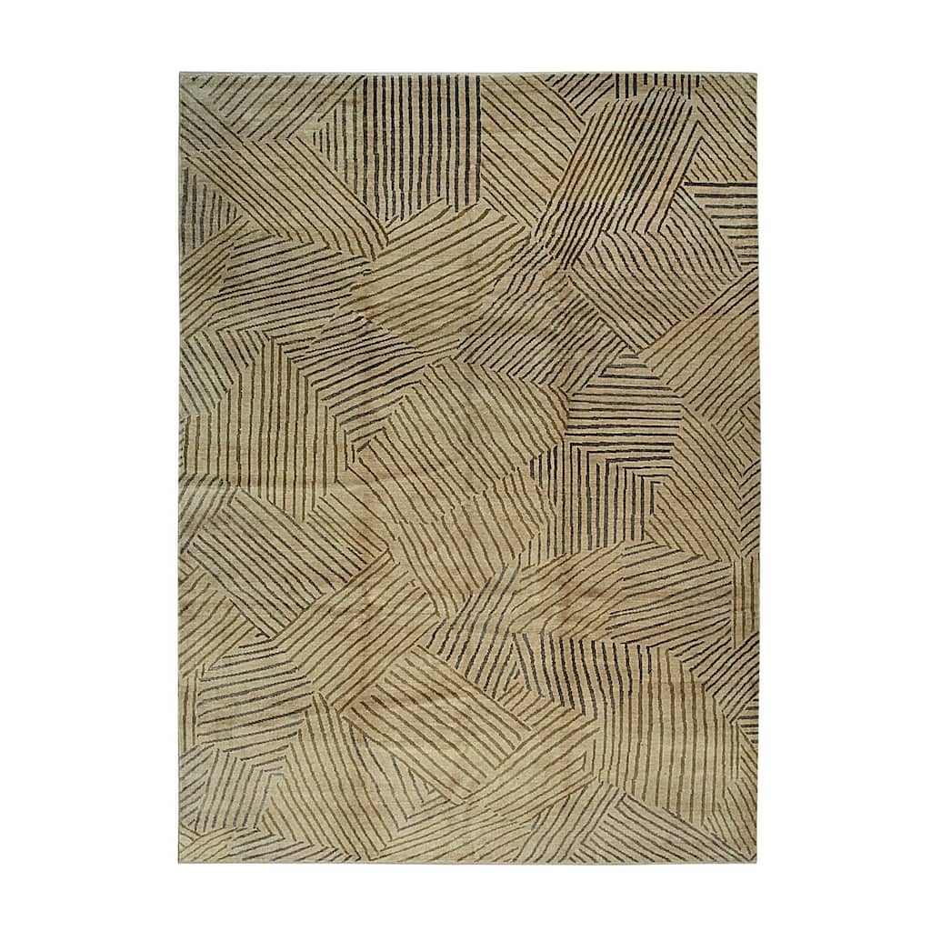 Brown Handmade Wool Ningxia Rug, 8' x 10', plush elegant floor accent - L