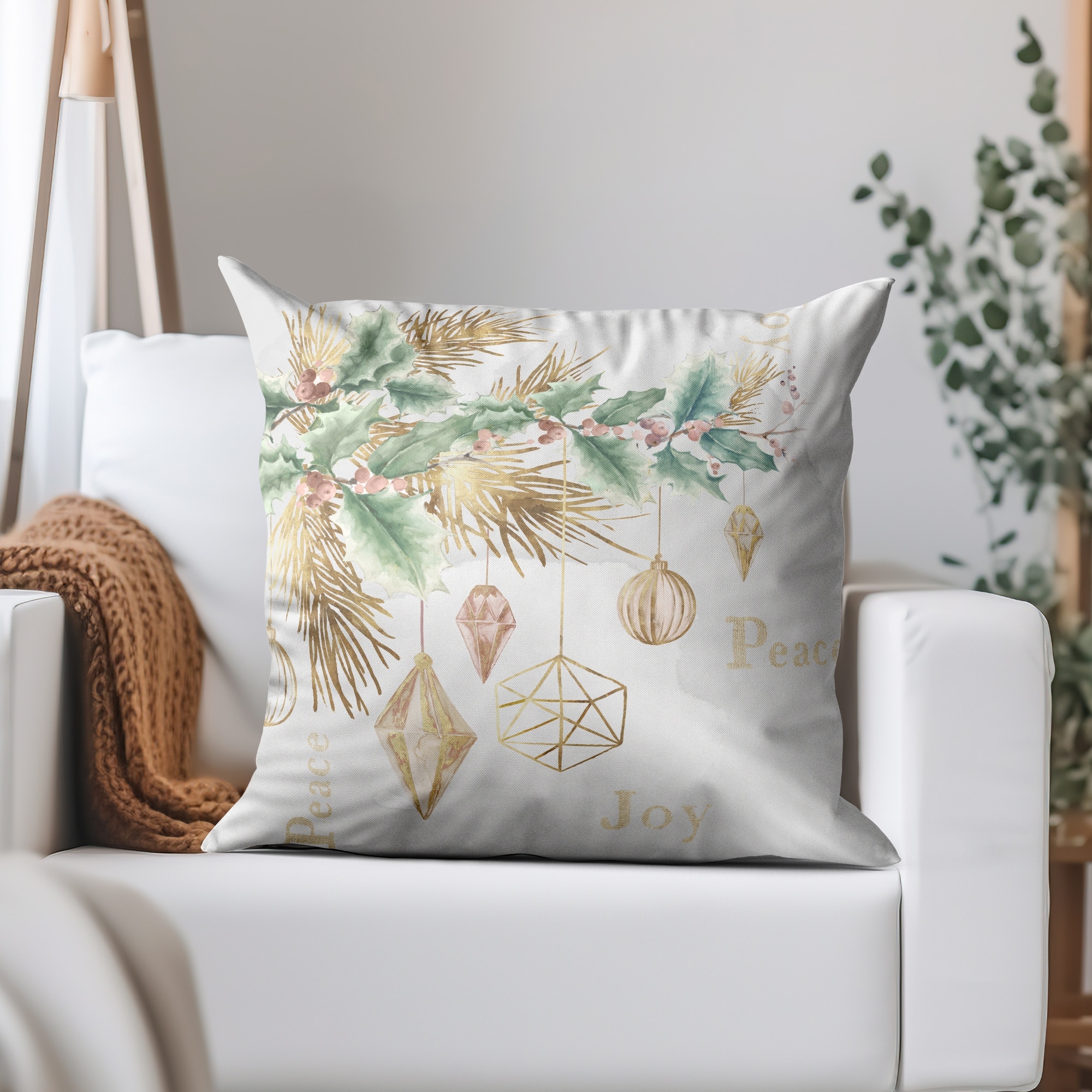 Peace & Joy Branch by PI Holiday Collection - Decorative Throw Pillow