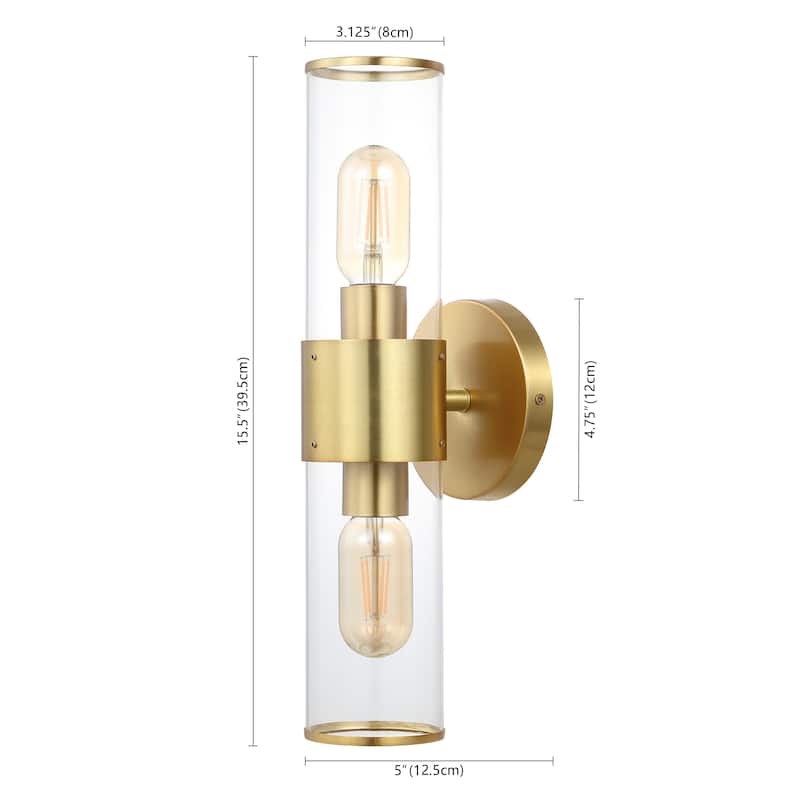Cillian 15.5" 2-Light Mid-Century Modern Iron/Acrylic LED Sconce, by JONATHAN Y