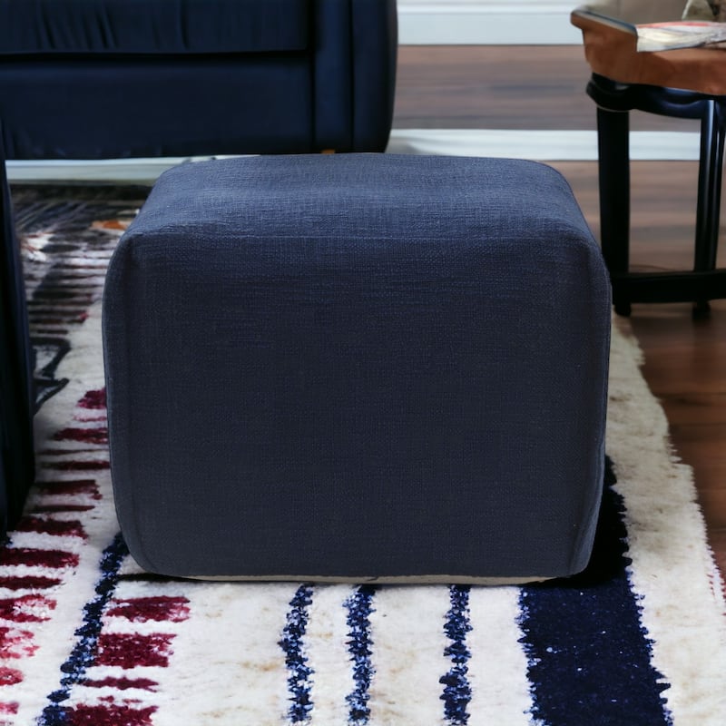 HomeRoots 18" Blue 100% Cotton Ottoman