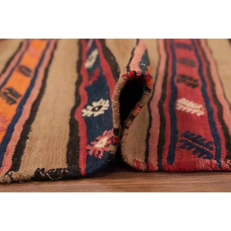 Hand Woven Oriental 100% Wool Carpet Southwestern Tribal Multi-Colored Kilim Area Rug - 8' 4'' X 4' 9''