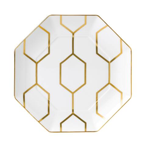 Gio Gold (Arris) Accent Plate Octagonal 9.1" White