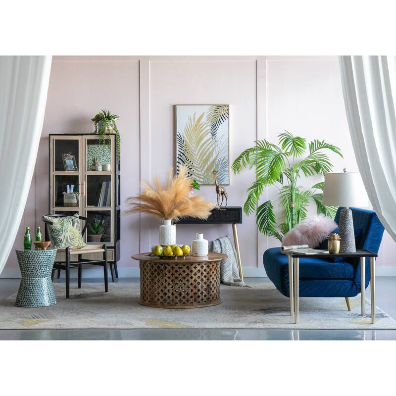 D5.9x7.9" Round Ceramic Vase with Geometric Pattern Gloss Finish Home Decor