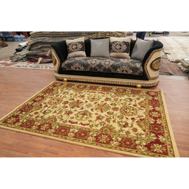 Handmade Wool Floral Indian Area Rug 6x8 - 8' 1'' X 5' 8''