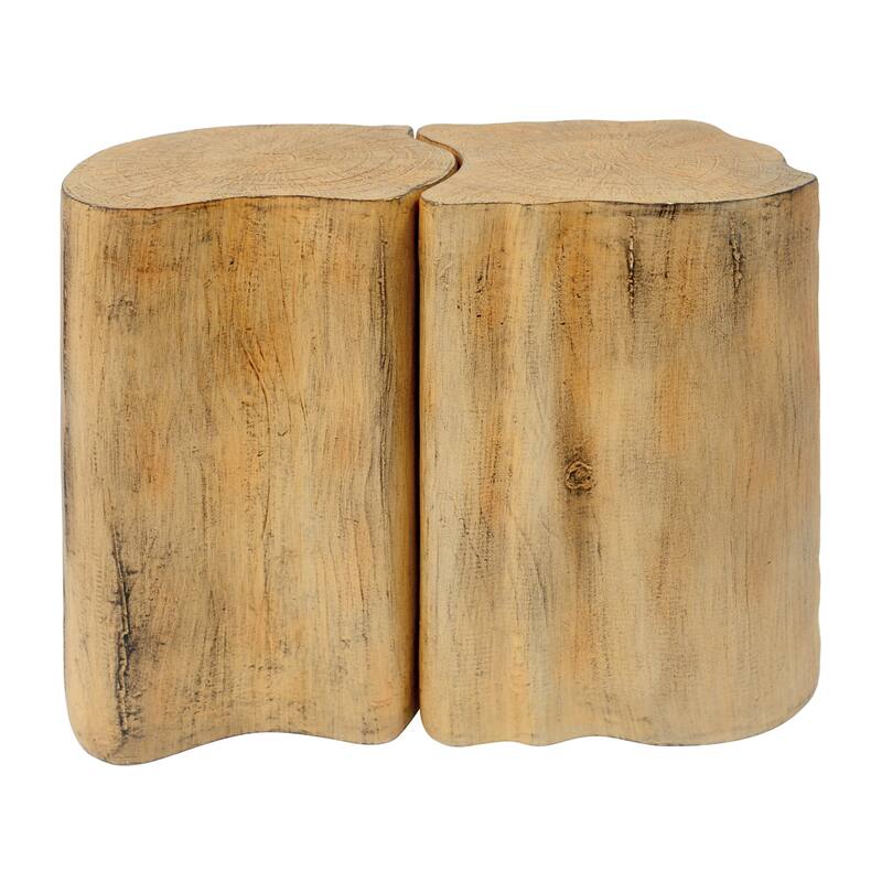 2-in-1 Irregular MGO End Table, Split Design - Natural