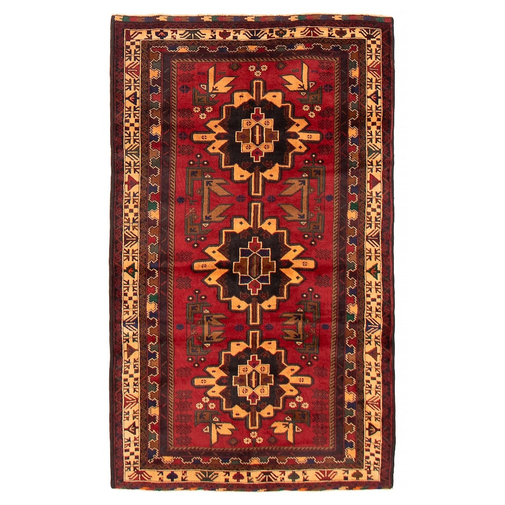 Teimani Red Rug 3'10" x 6'4" - 3'10 x 6'4