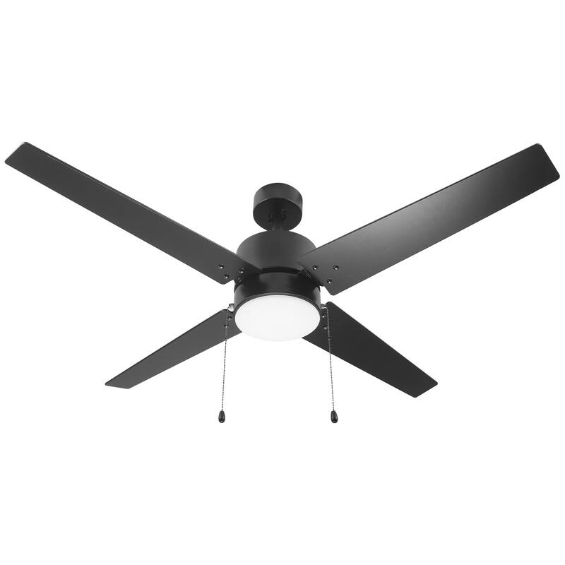 CARRO Arete 52" 4-Blade Indoor Ceiling Fan with Light -Pull Chain -Reversible Blade