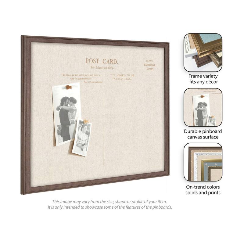 Kate and Laurel Framed Fabric Pinboard Linen Vintage Post Card Wall Organization