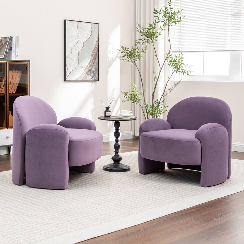 SEYNAR Modern Glam Velvet Thickened Seat Cushion Accent Chair Set of 2