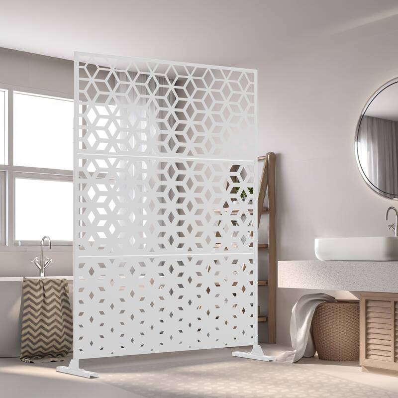 Metal Privacy Screen Wall Decoration Free Standing-6.3 ft. H X 4 ft. W