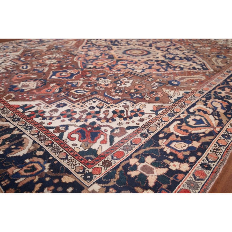 Geometric Bakhtiari Vintage Persian Rug Hand-Knotted Wool Carpet - 7'0" x 10'1"