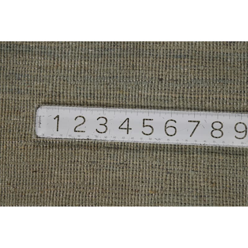 Green Solid Gabbeh Modern Area Rug Hand-Knotted Wool Carpet - 5'2" x 6'2"