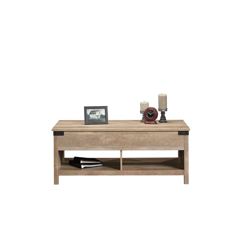 Wood Lift-Top Coffee Table with Hidden Storage and Divided Selves, Brown - 46.18" L x 23.62" W x 18.90" H
