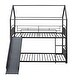 preview thumbnail 10 of 11, Twin Over Twin Metal Bunk Bed with Slide, House Design for Kids,Black, Convertible to Two Beds