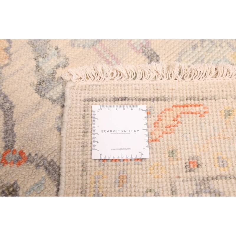 ECARPETGALLERY Hand-knotted Modern Oushak Light Grey Wool Rug - 2'7 x 8'1