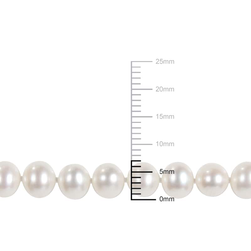 6-7 MM Cultured FW Pearl Necklace with Sterling Silver Fish-Eye Clasp by Miadora - 16 in x 7.7 mm