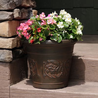 Arabella Outdoor Double-Walled Flower Pot Planter - Rust -16"- Single - 1