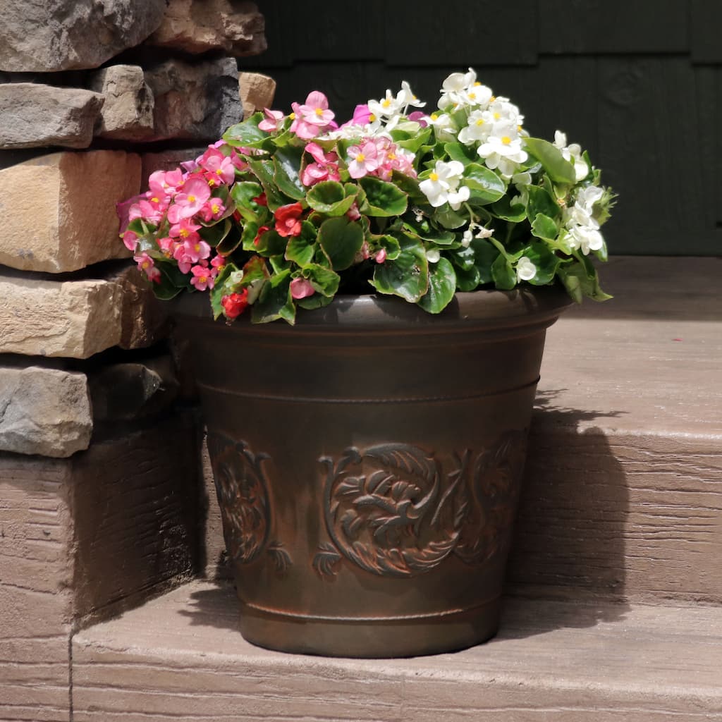 Arabella Outdoor Double-Walled Flower Pot Planter - Rust -16"- Single - 1