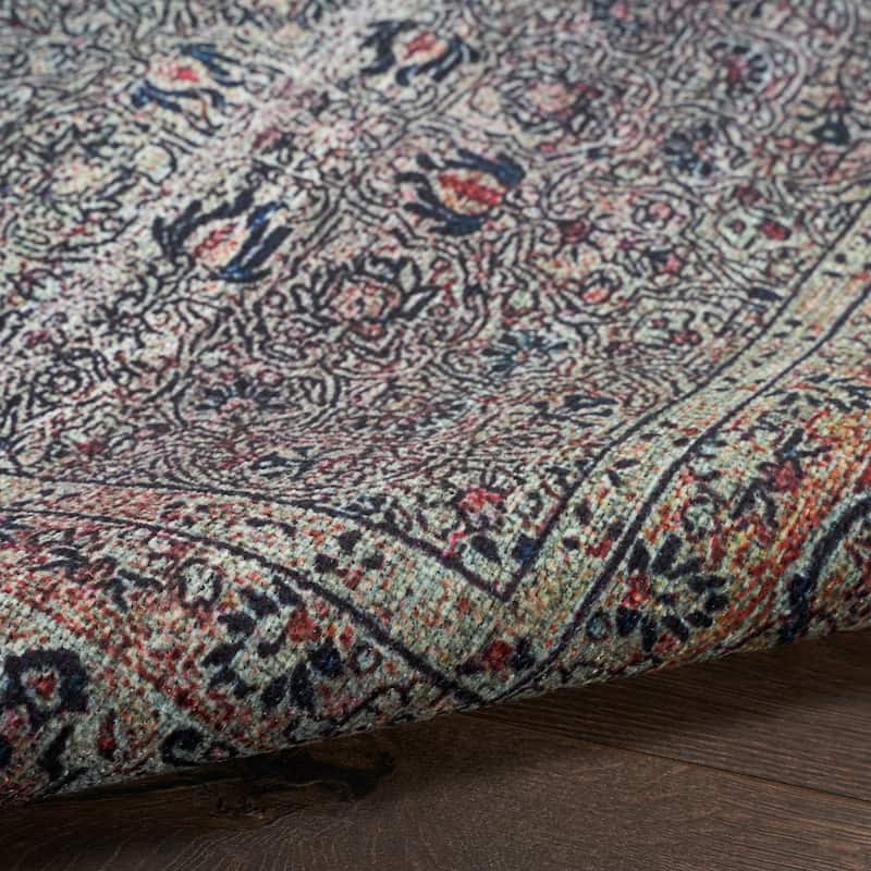 Brilliance Machine Washable Vintage Oriental Medallion Area Rug