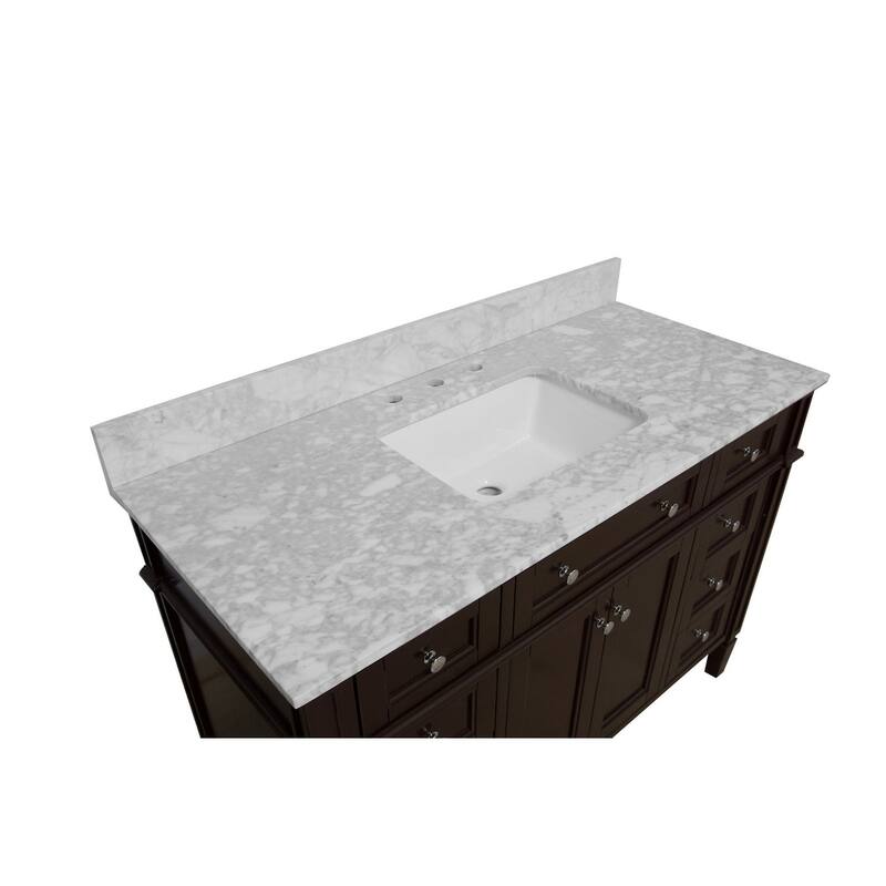 KitchenBathCollection Hailey 48" Bathroom Vanity with Carrara Marble Top