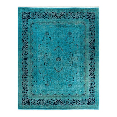 Overdyed, One-of-a-Kind Hand-Knotted Area Rug - Blue - 8' 1" x 10' 2"