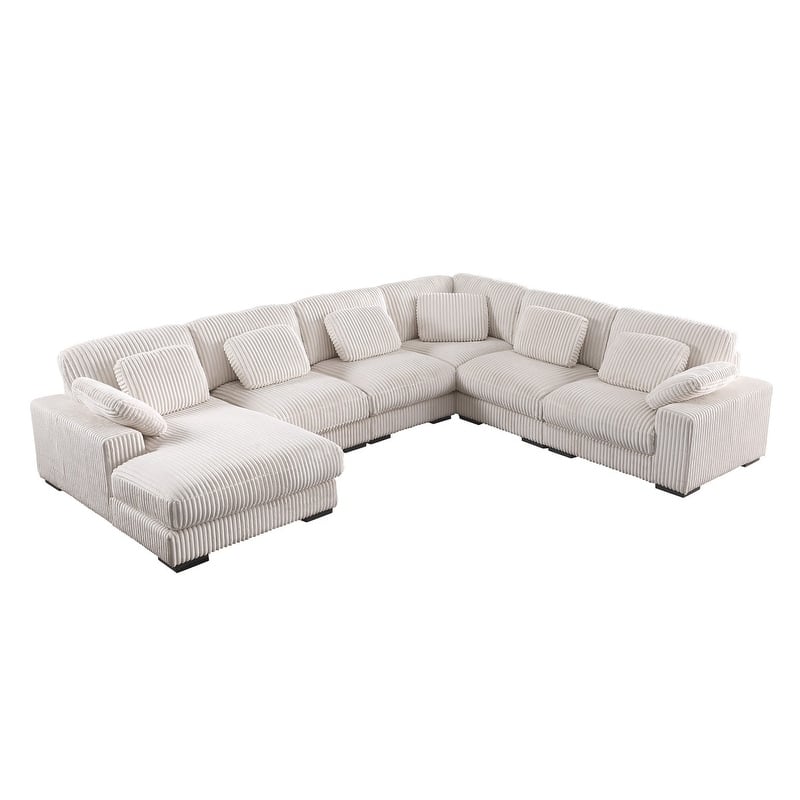 Nadine 155.5"W Corduroy Modular Corner Sectional Sofa with Left-Facing Chaise
