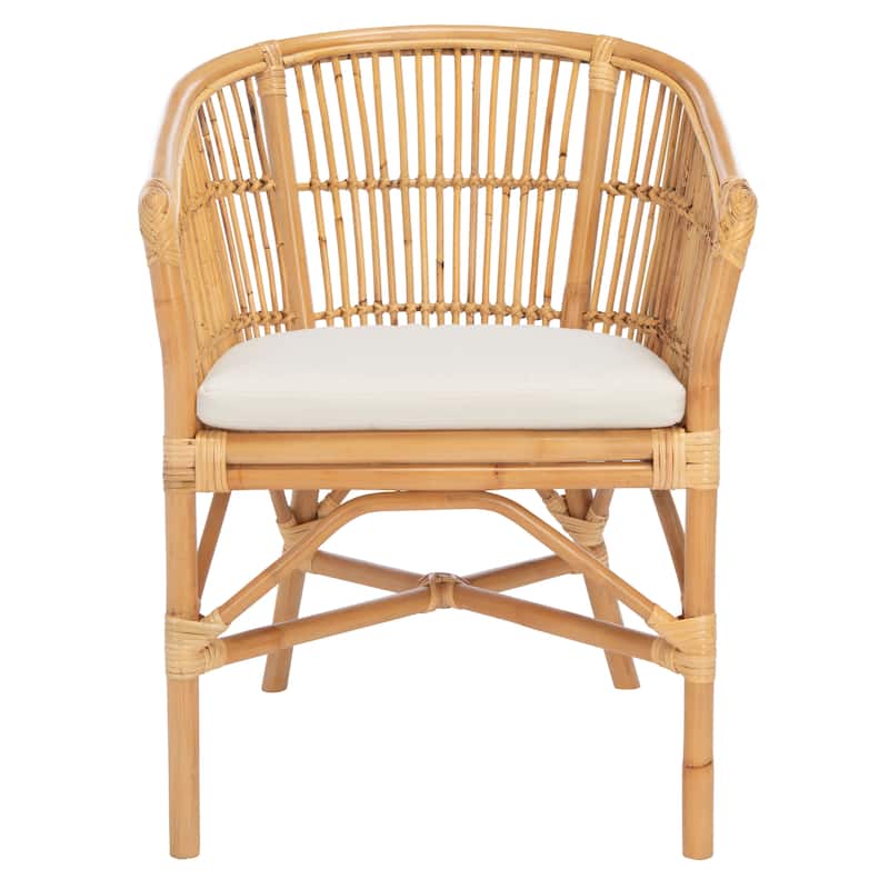 SAFAVIEH Sula Natural Rattan Accent Chair - 22.6" W x 24" L x 30.7" H - 23Wx24Dx31H - Natural/White