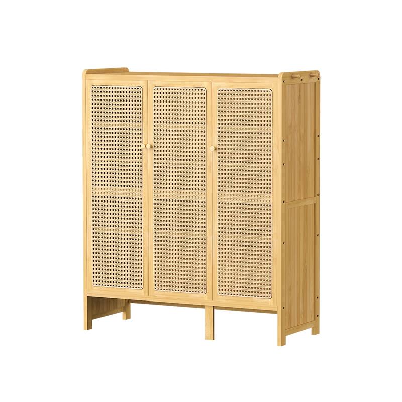 Contemporary 5-shelf Shoe Cabinet Rattan Pattern Door - 36" L x 14" W x 42" H