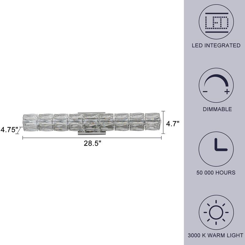 Hexagonal Crystal Cylinder LED Wall Sconce Dimmable Vanity Light