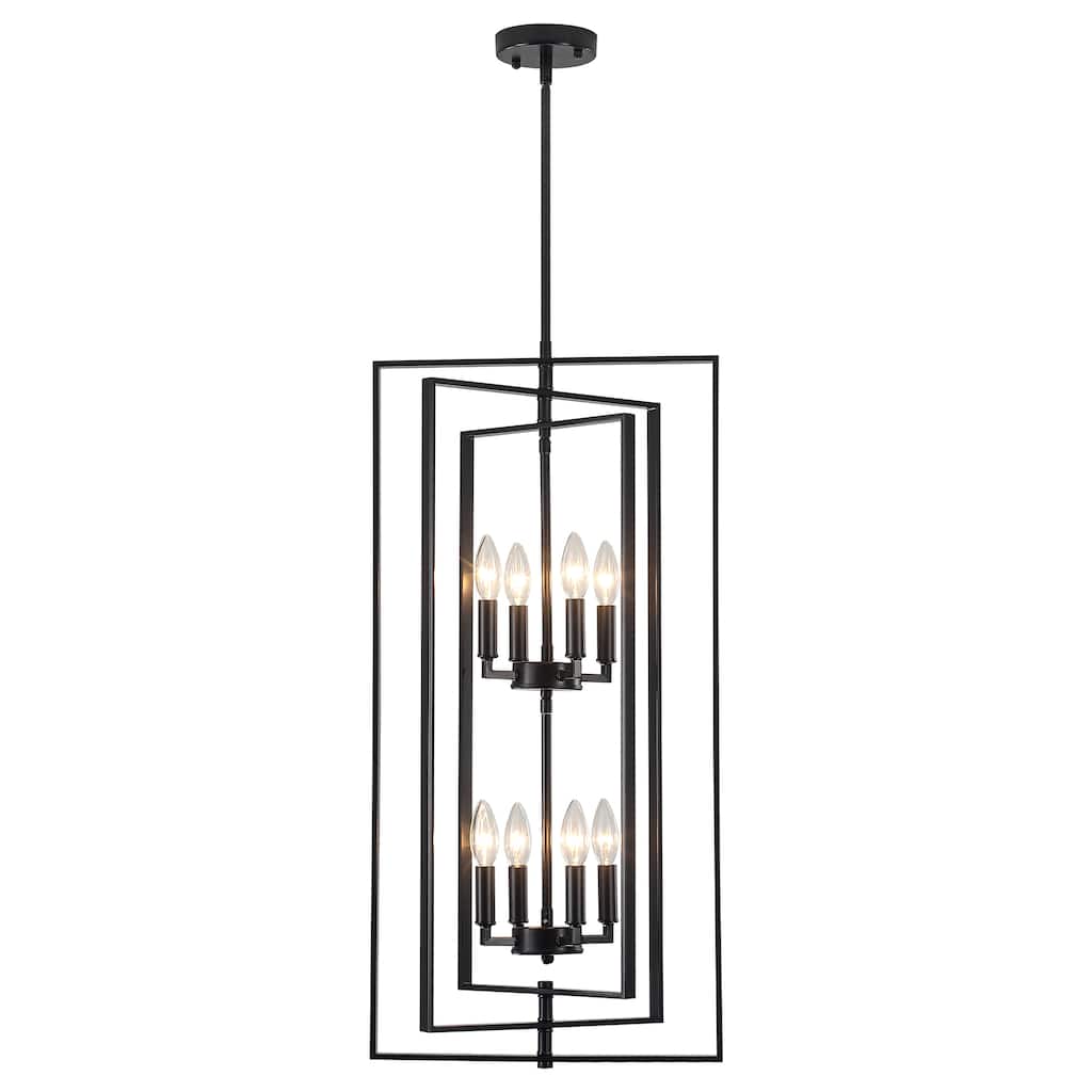 15.75inch Simple and fashionable 8 light double tier pendant with 3 tier rotatable metal frame without bulb