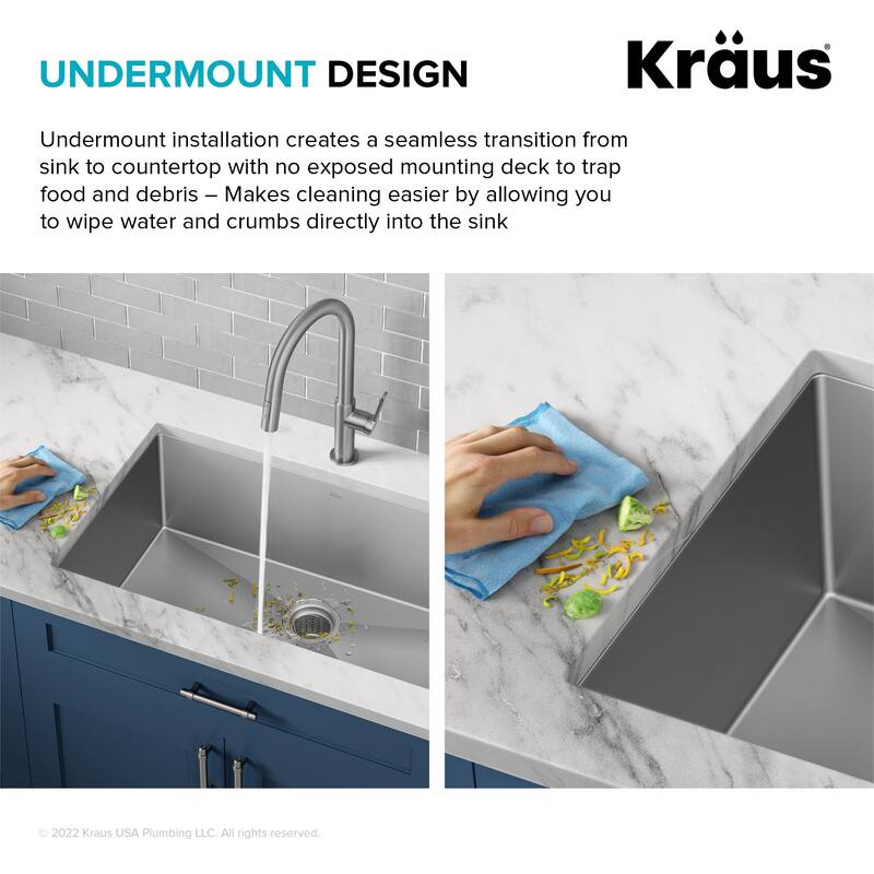 KRAUS Standart PRO Undermount Single Bowl Stainless Steel Kitchen Sink