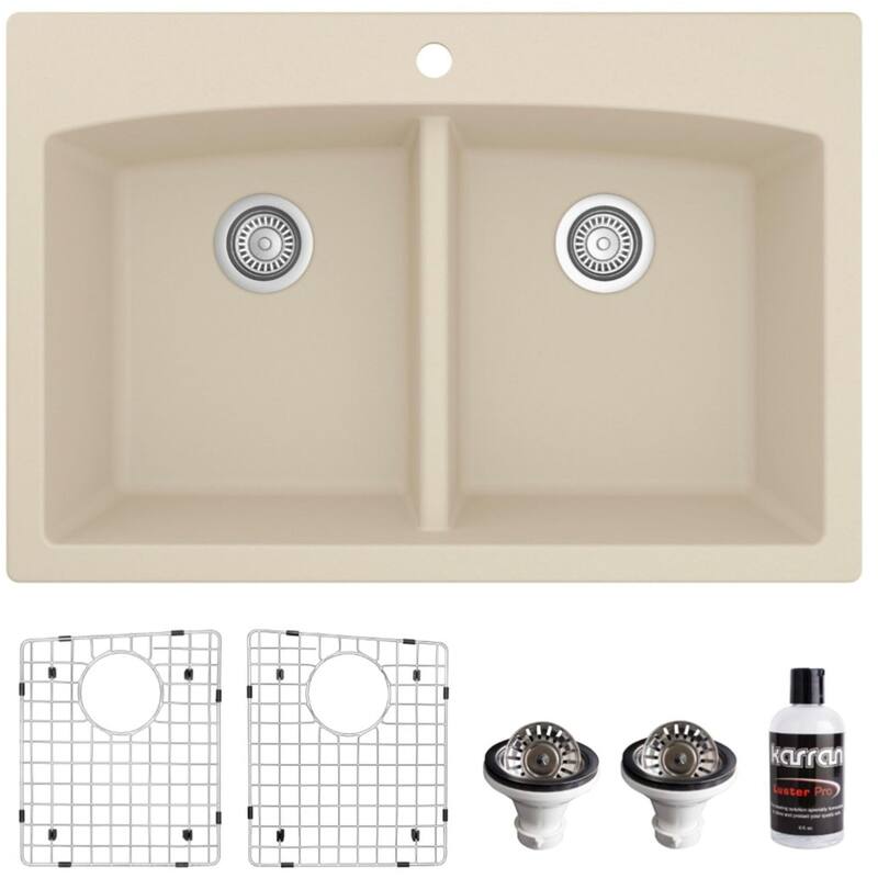 Karran USA QT-710-PK1 Quartz QT 33" Drop In Double Basin Quartz - Bisque