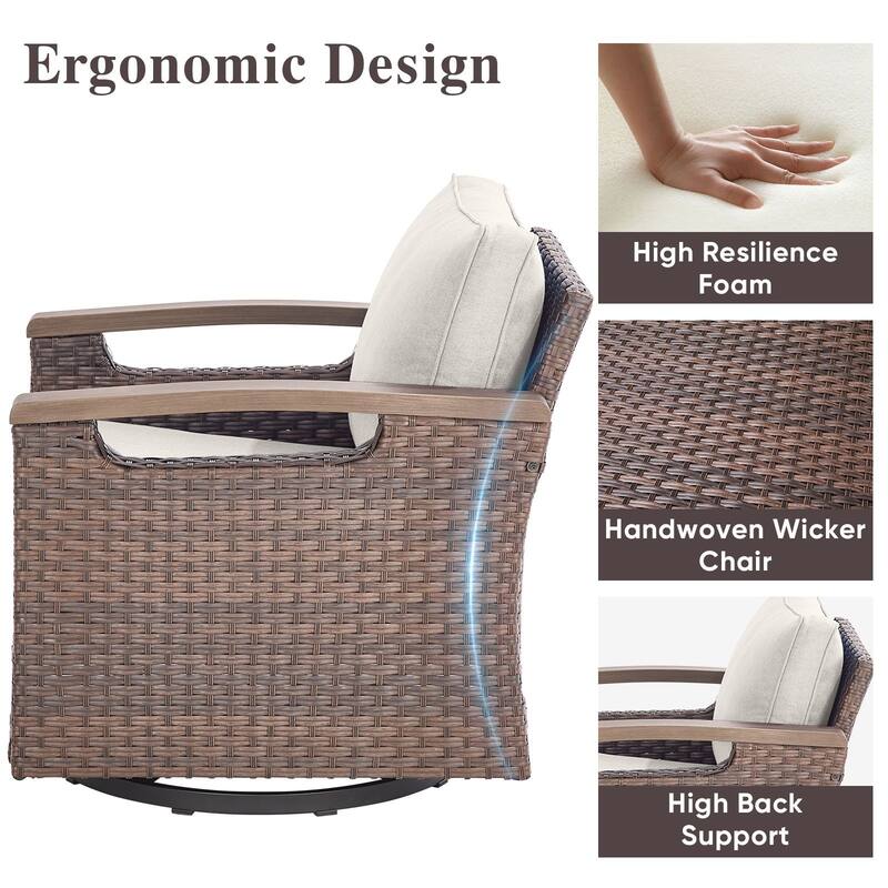 Pocassy Outdoor Brown Wicker Funitre with Cushion Set