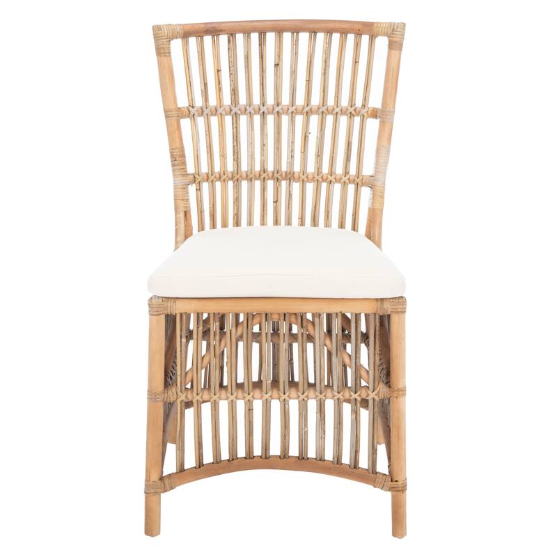 SAFAVIEH Patty Rattan Accent Chair with Cushion (Set of 2) - 19.7" W x 22.1" L x 35.4" H - 20Wx22Dx35H