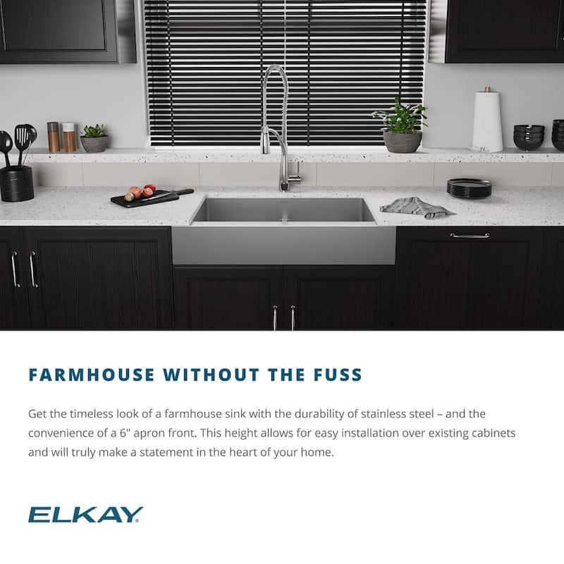 Elkay Crosstown 35-7/8" Farmhouse Single Basin Stainless Steel Kitchen