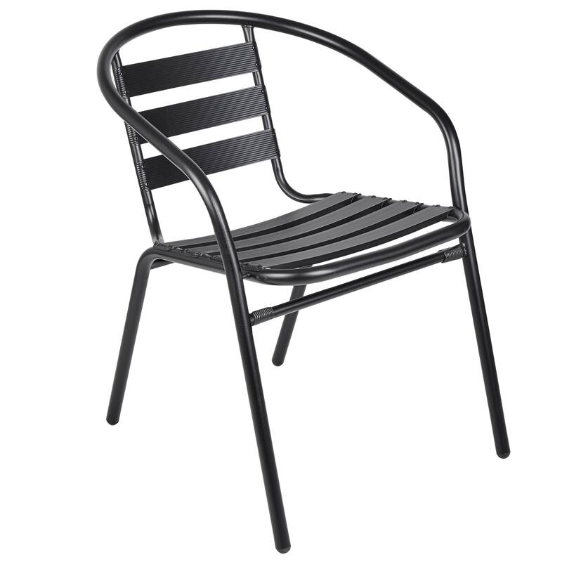 BTEXPERT Indoor Outdoor Set of 2 Black Restaurant Metal Aluminum Slat