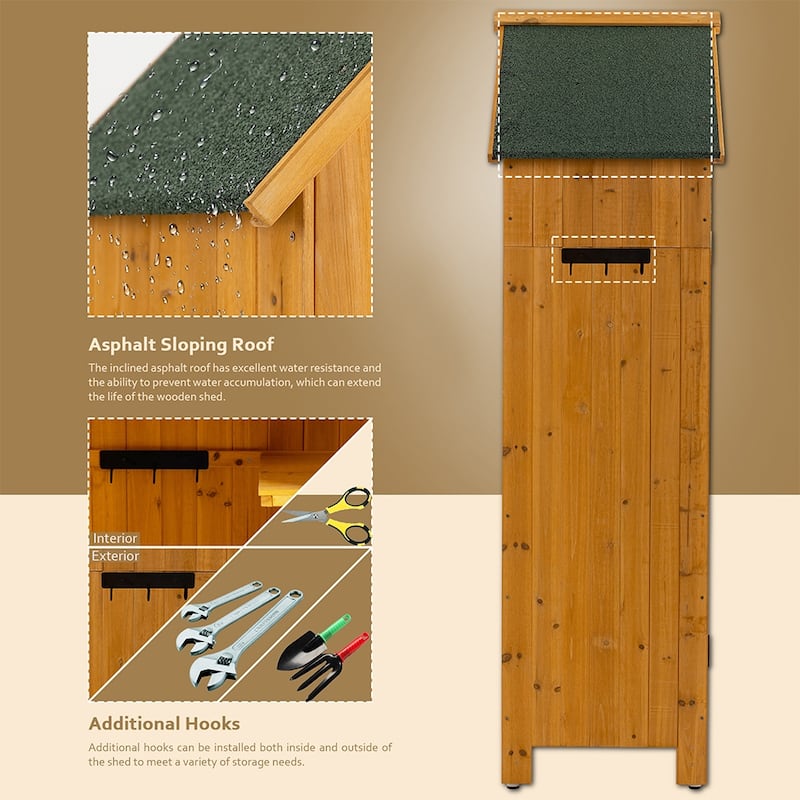 2.5 ft. W x 1.8 ft. D Solid Wood Outdoor Storage Shed w/Lockable Door