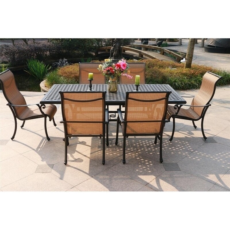 South Ponto 7-piece Aluminum Dining Set by Havenside Home - Dark Lava Bronze/Brown