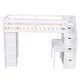 preview thumbnail 5 of 7, White Solid Wood Twin Size Loft Bed with Desk, Storage Drawers, Shelves, and Stairs, Maximized Space, Multifunctional