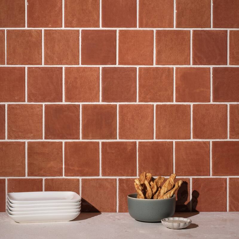 Harvest 4 in. x 4 in. Glazed Ceramic Wall Tile - Pumpkin Gloss - Sample swatch