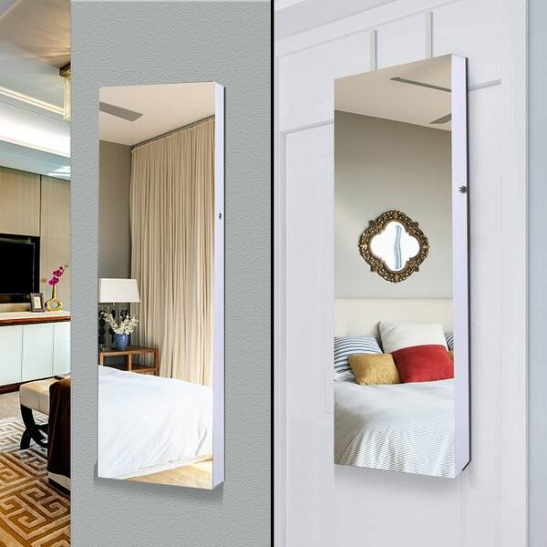 Shop 8 Layer Acrylic Storage Cabinet Solid Wood Covered Jewelry Mirror Cabinet White Overstock 31768805