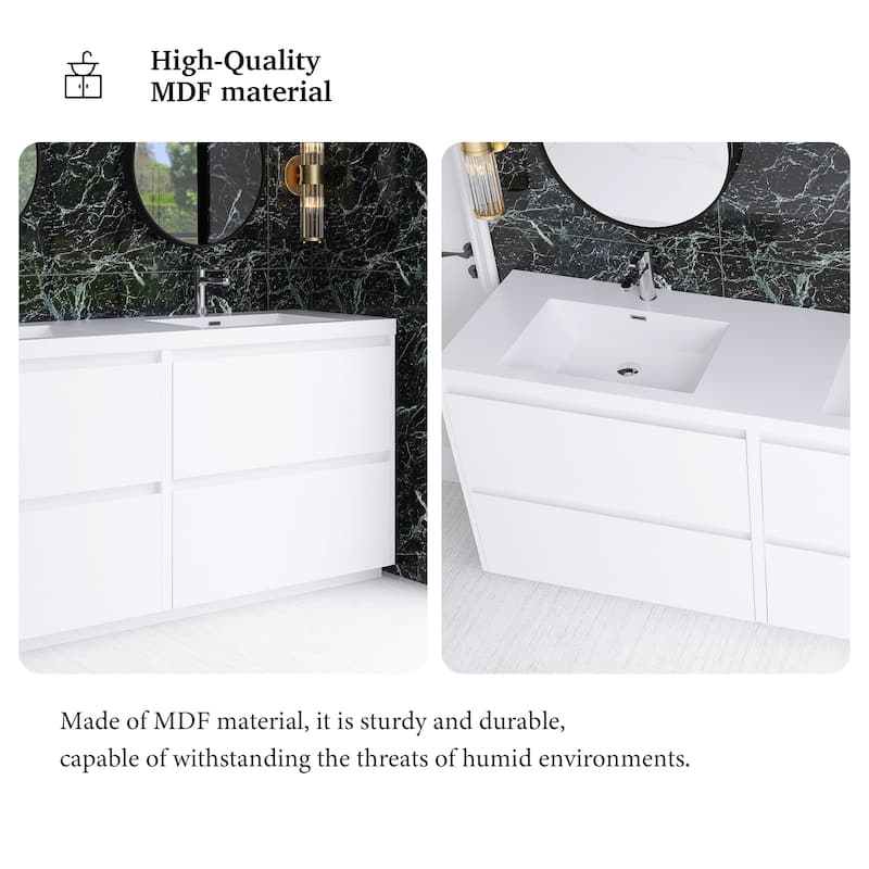 Freestanding Bathroom Vanity with Integrated Resin Top