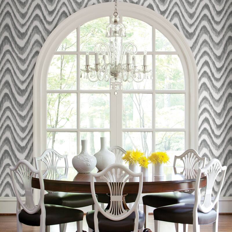 A-Street Prints Bargello Grey Faux Grasscloth Wave Wallpaper