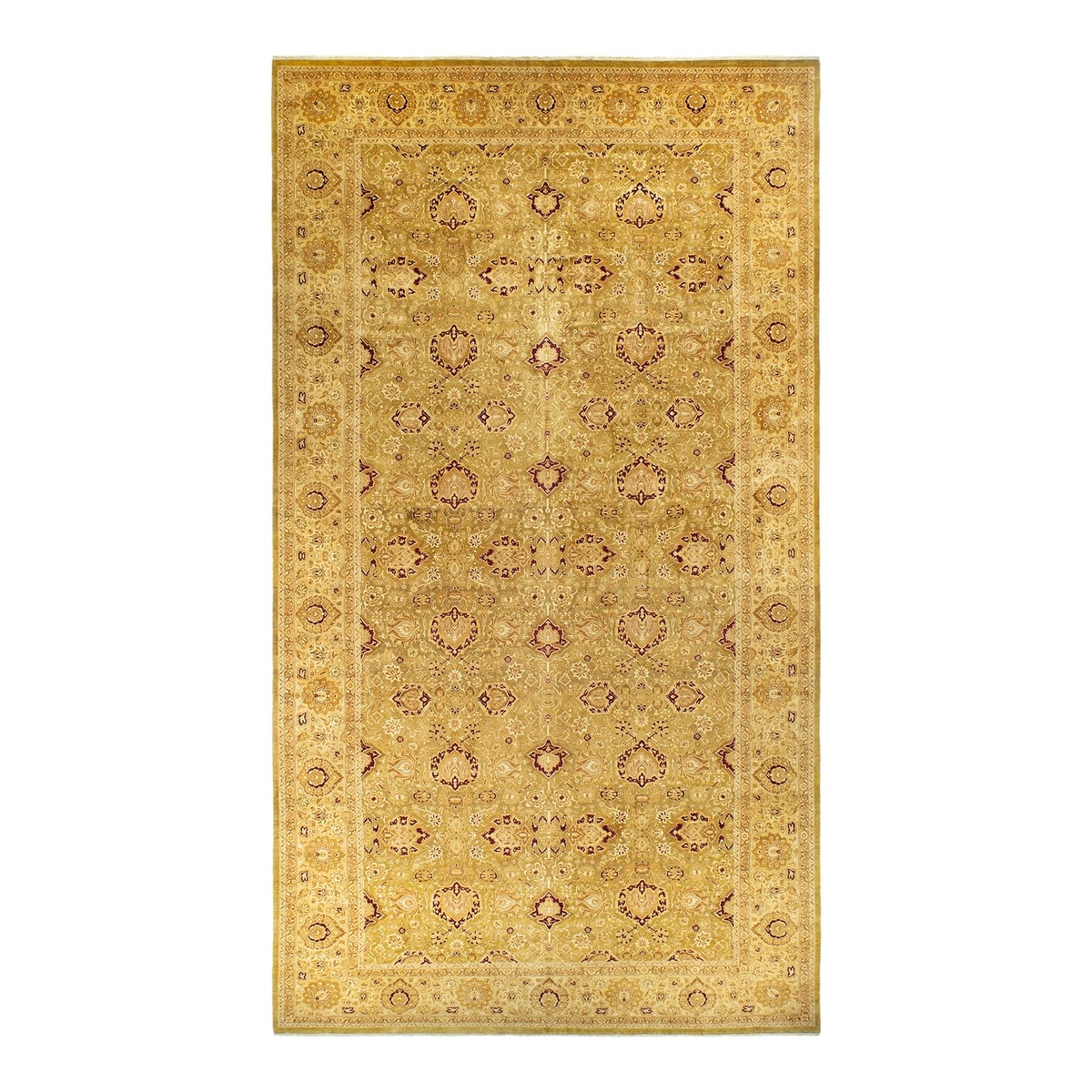 Overton Hand Knotted Wool Vintage Inspired Traditional Mogul Green Area Rug - 10' 3" x 20' 4"