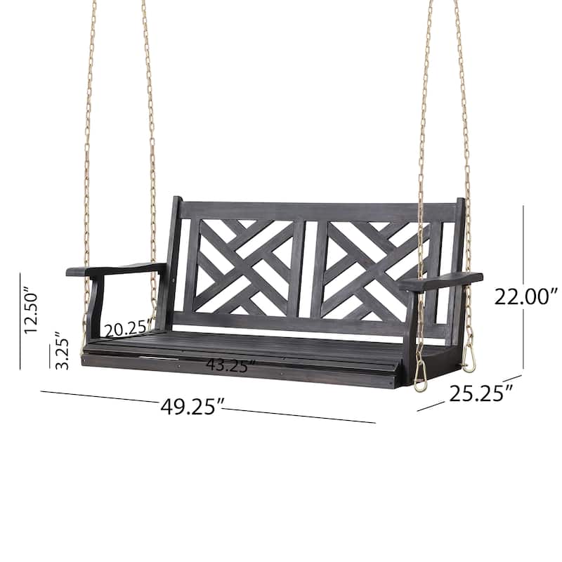 Acacia Wood Porch Swing with 8' Chains and 800lb Capacity