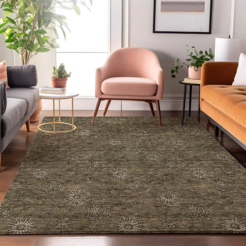 Premium Washable Super Soft Floral Imprint Mayfield Rug - Brown - 8' x 10' - Rectangle