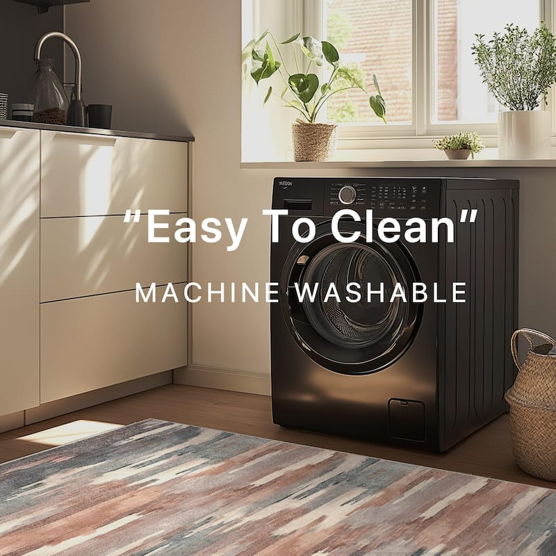 Mcow Modern Abstract Machine Washable Low Pile Area Rugs