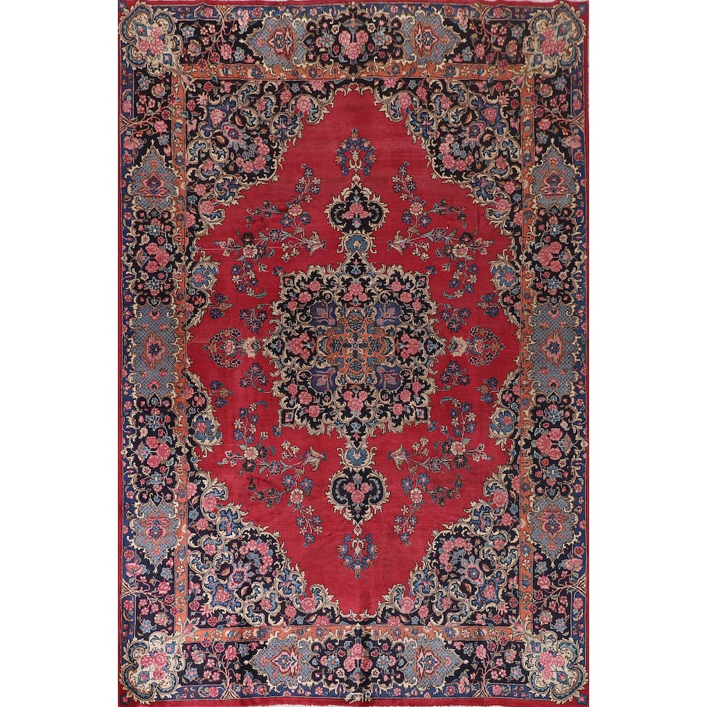 Mashad Persian Vintage Area Rug Handmade Wool Carpet - 8'6"x 11'6"