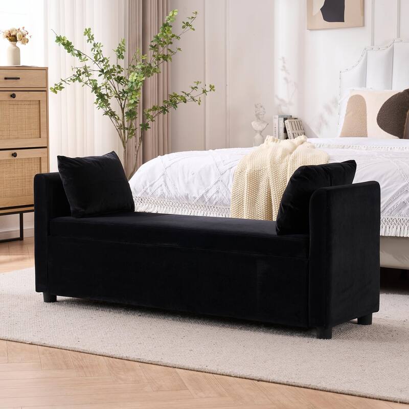 Velvet Storage Bench for Bedroom,End of Bed Bench for King Size Bed, Modern Upholstered Long Ottoman Bench for Entryway