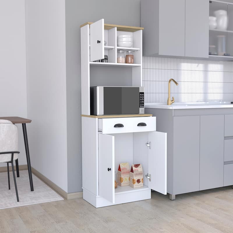 Kitchen Pantry with 3-Doors Cabinet and Drawer for Kitchen